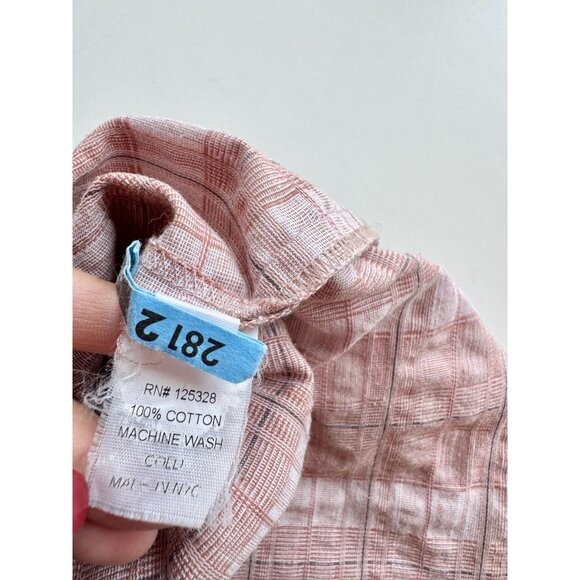 MEG Lazy Pink Red Plaid Check Cotton Seersucker Straight Midi Dress, Size M - Picture 14 of 15